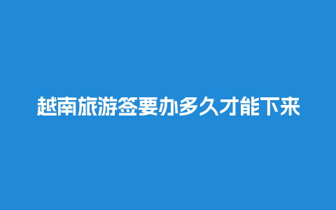 越南旅游签要办多久才能下来