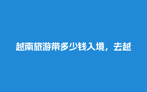 越南旅游带多少钱入境，去越南的护照要多少钱