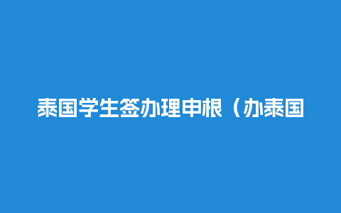 泰国学生签办理申根（办泰国学生签需要什么资料）