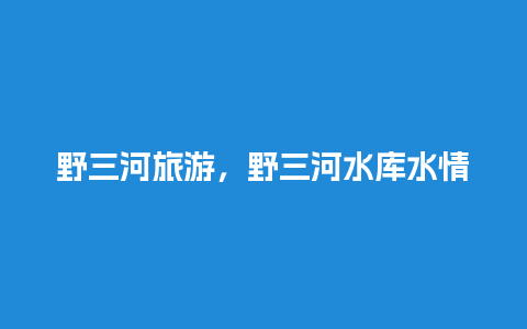 野三河旅游，野三河水库水情